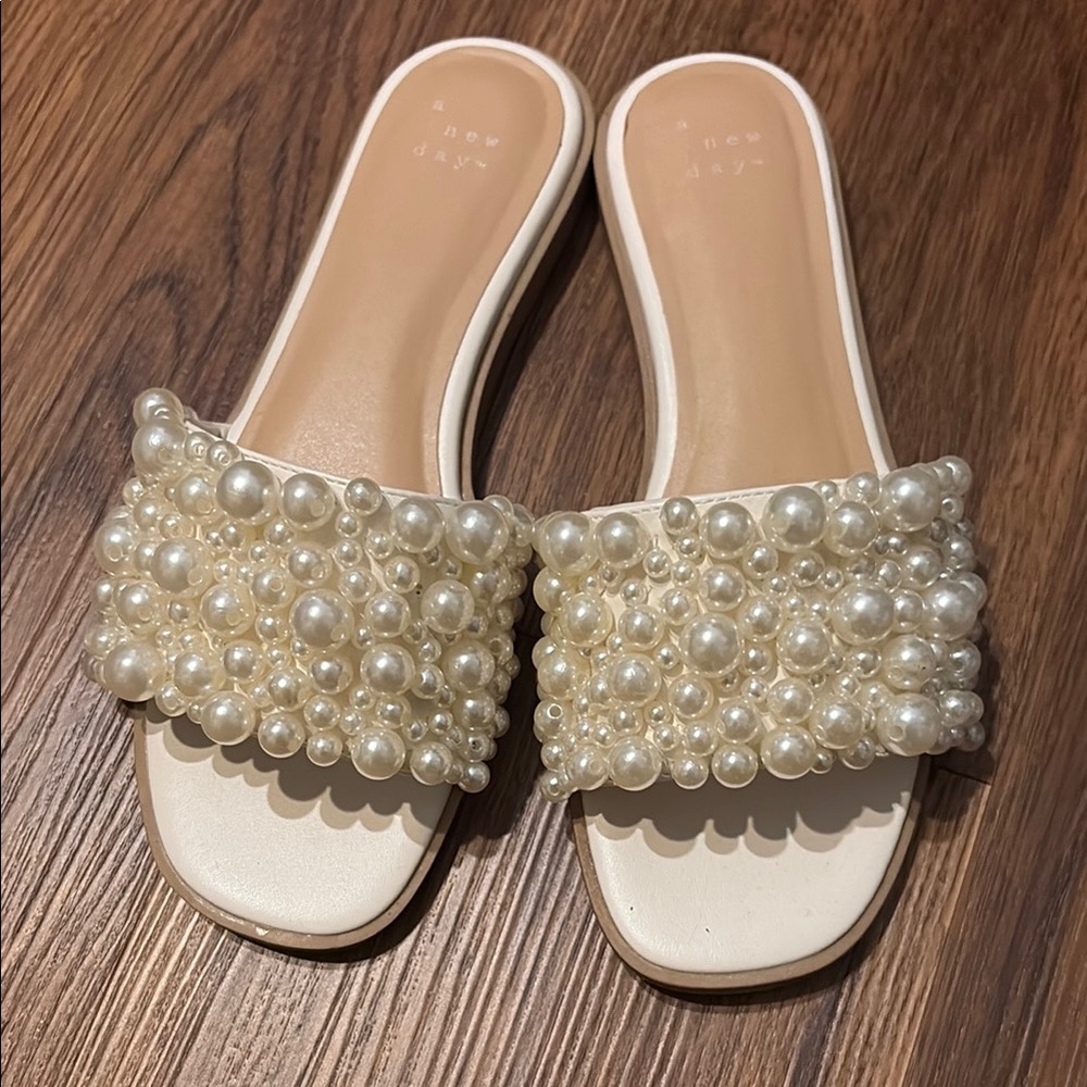 A New Day Cream Pearl Embellished Sandals
